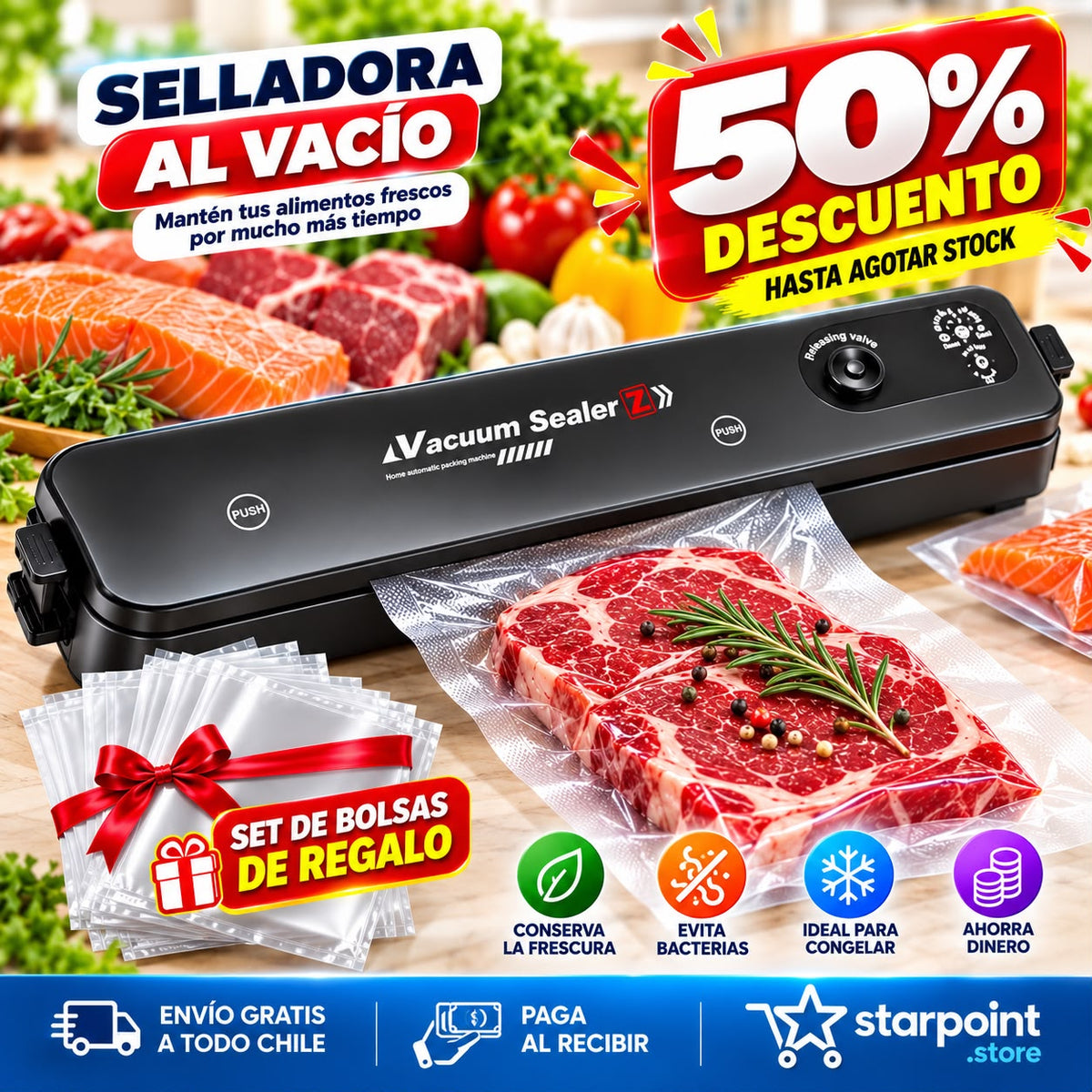 Selladora al Vacío (+ set bolsas)