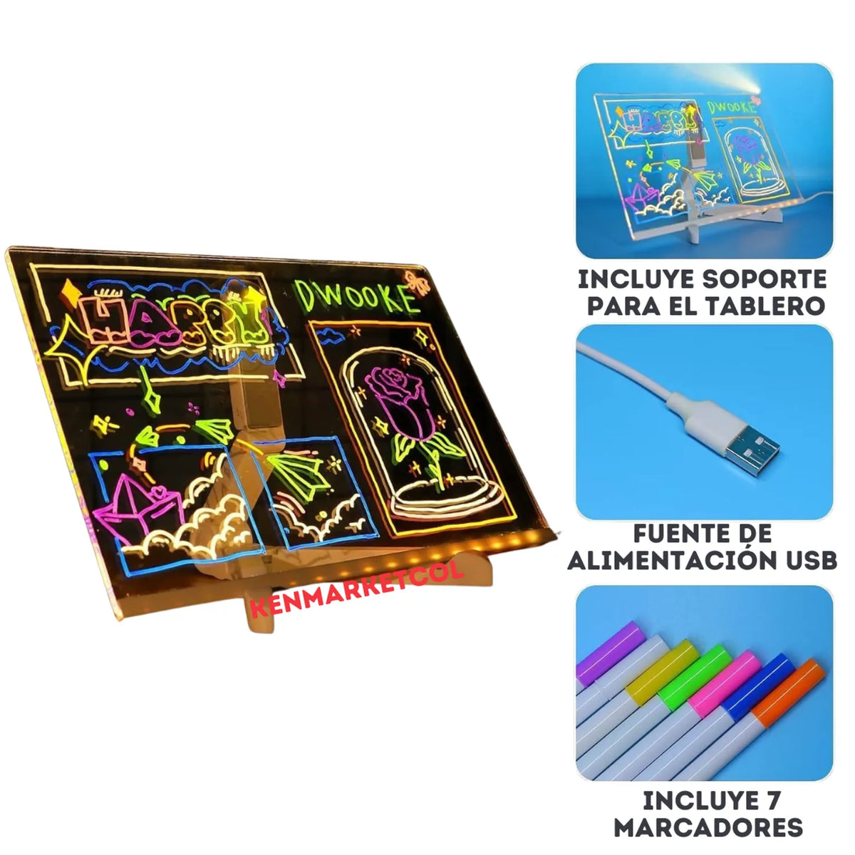 Pizarra Magica 20cm X 30cm Luz Led usb