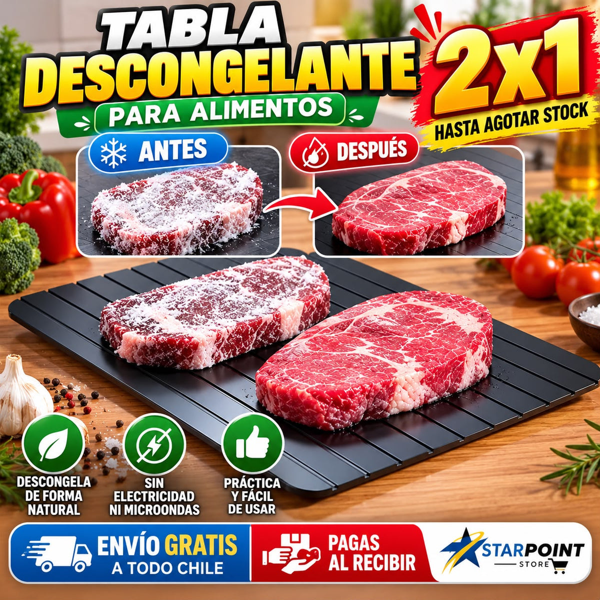 Tabla descongelante para alimentos