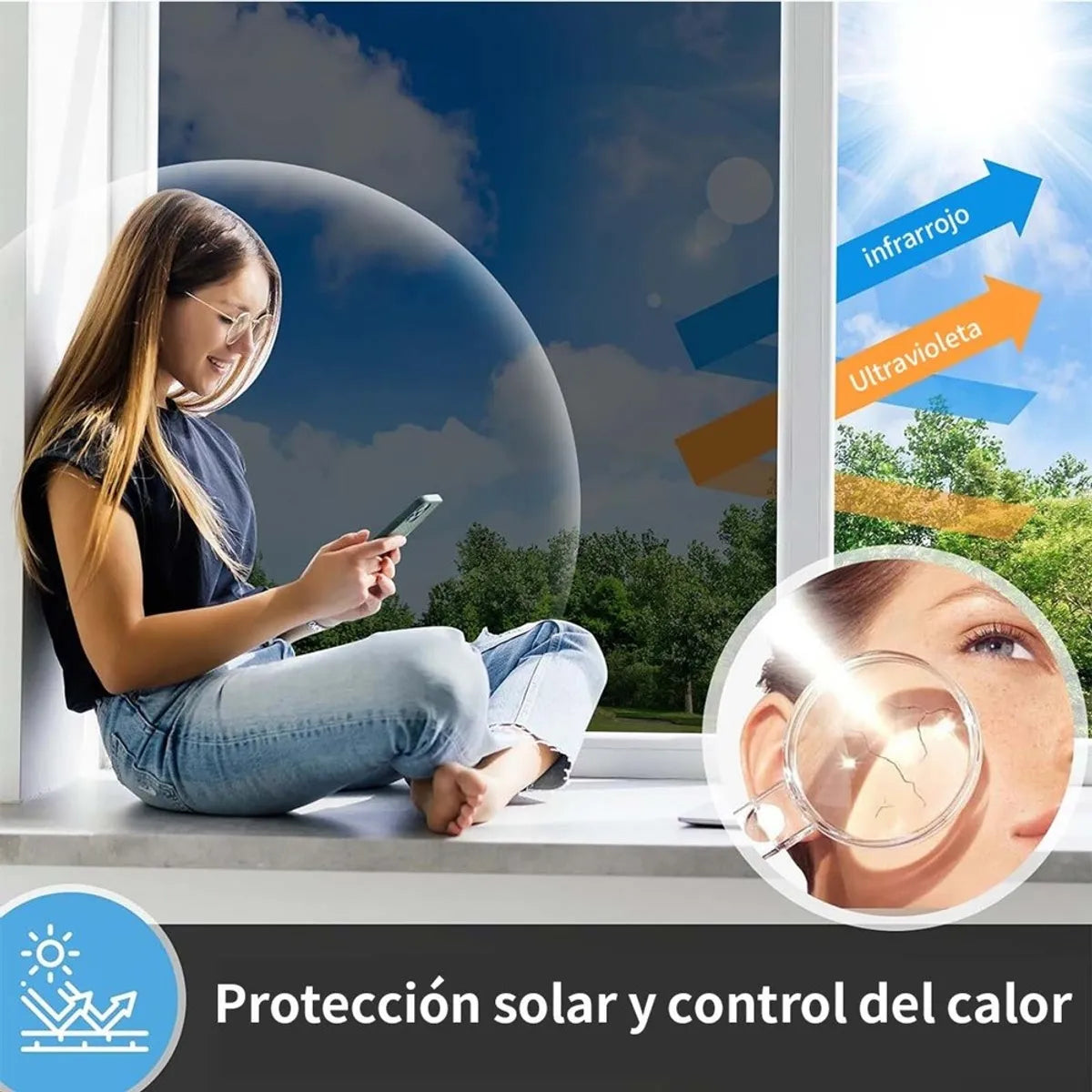 Vinil Adhesivo para ventanas Anti  UV  (60 cm x 5 mt)